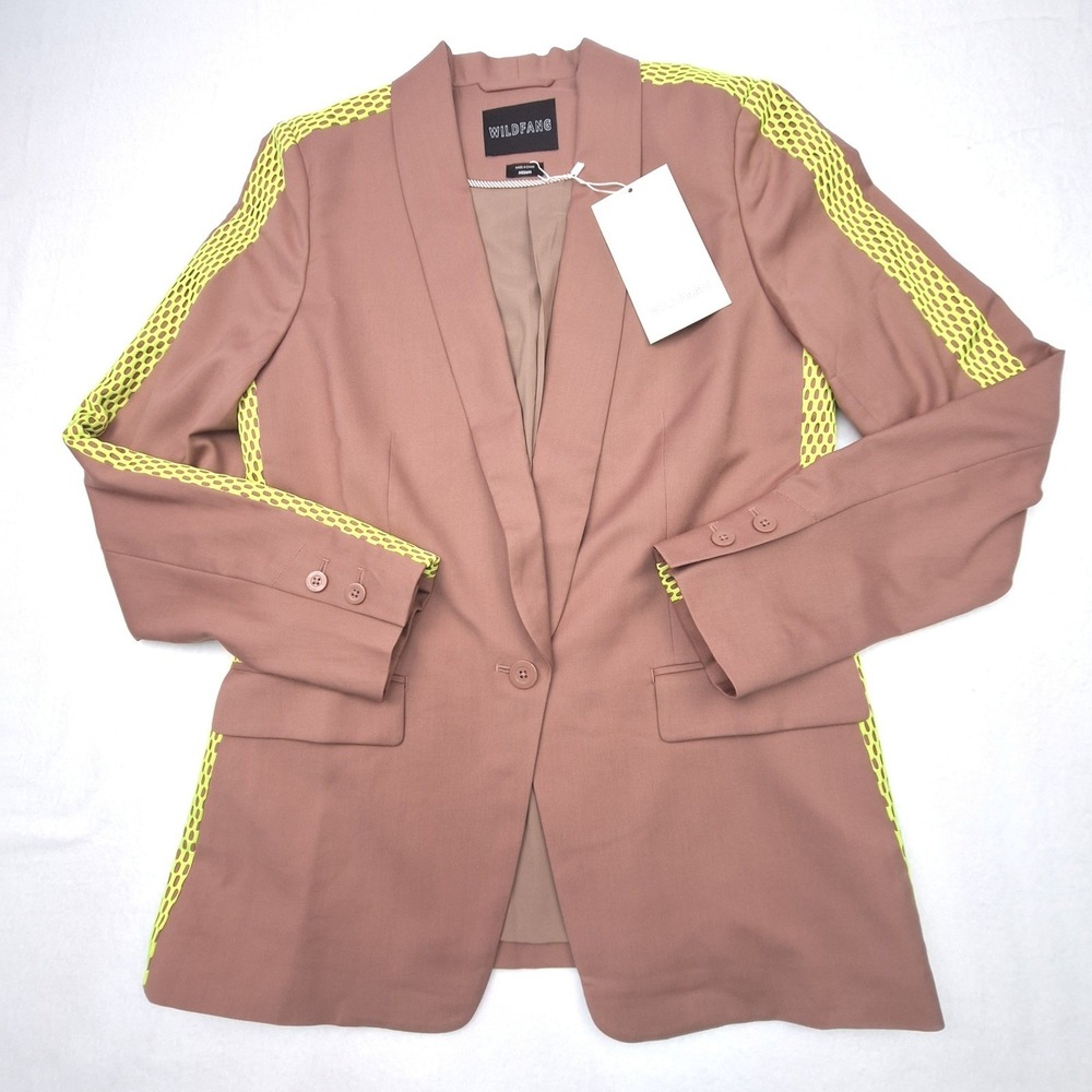 Wildfang Empower Tux Blazer Womens Medium Rose Brown Mesh Colorblock Statement